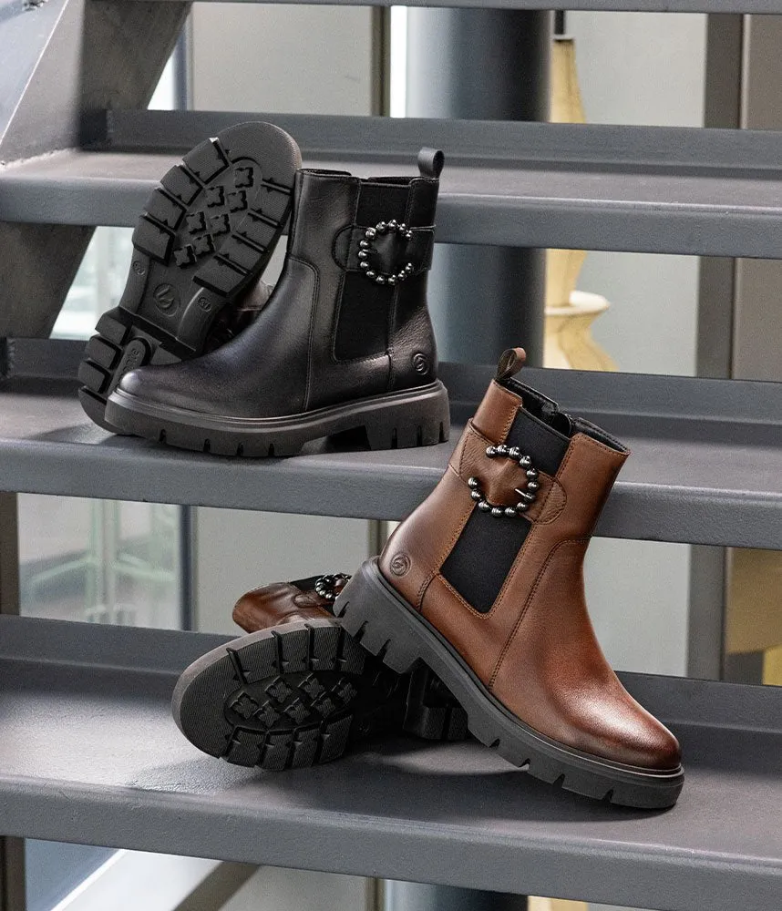 Remonte Fashionable Brown Leather Ankle Boots
