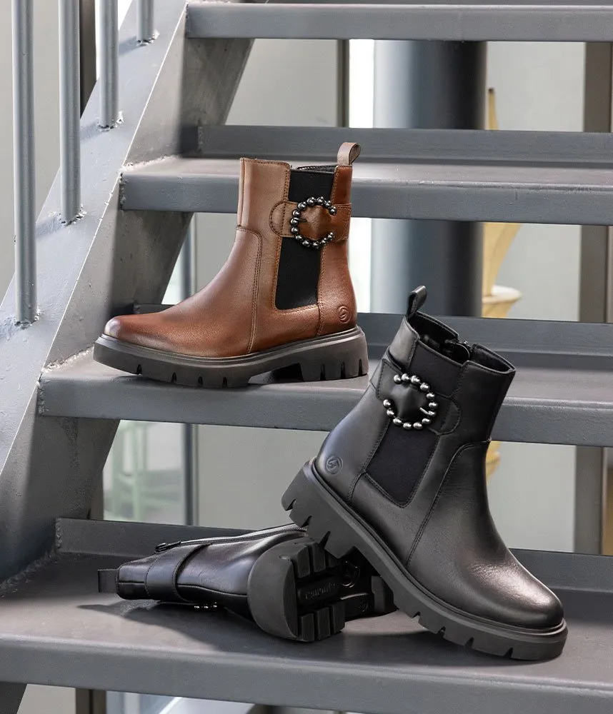 Remonte Fashionable Brown Leather Ankle Boots