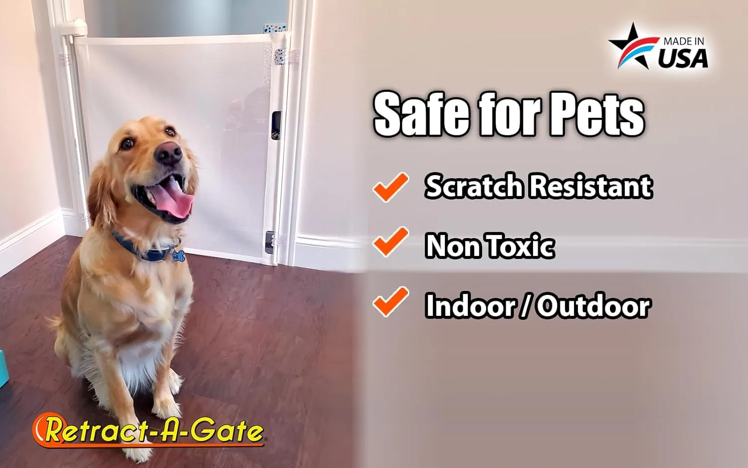 Retract-A-Gate 52" White: The Original and only Made in USA Retractable Baby, Dog, & Cat Gate