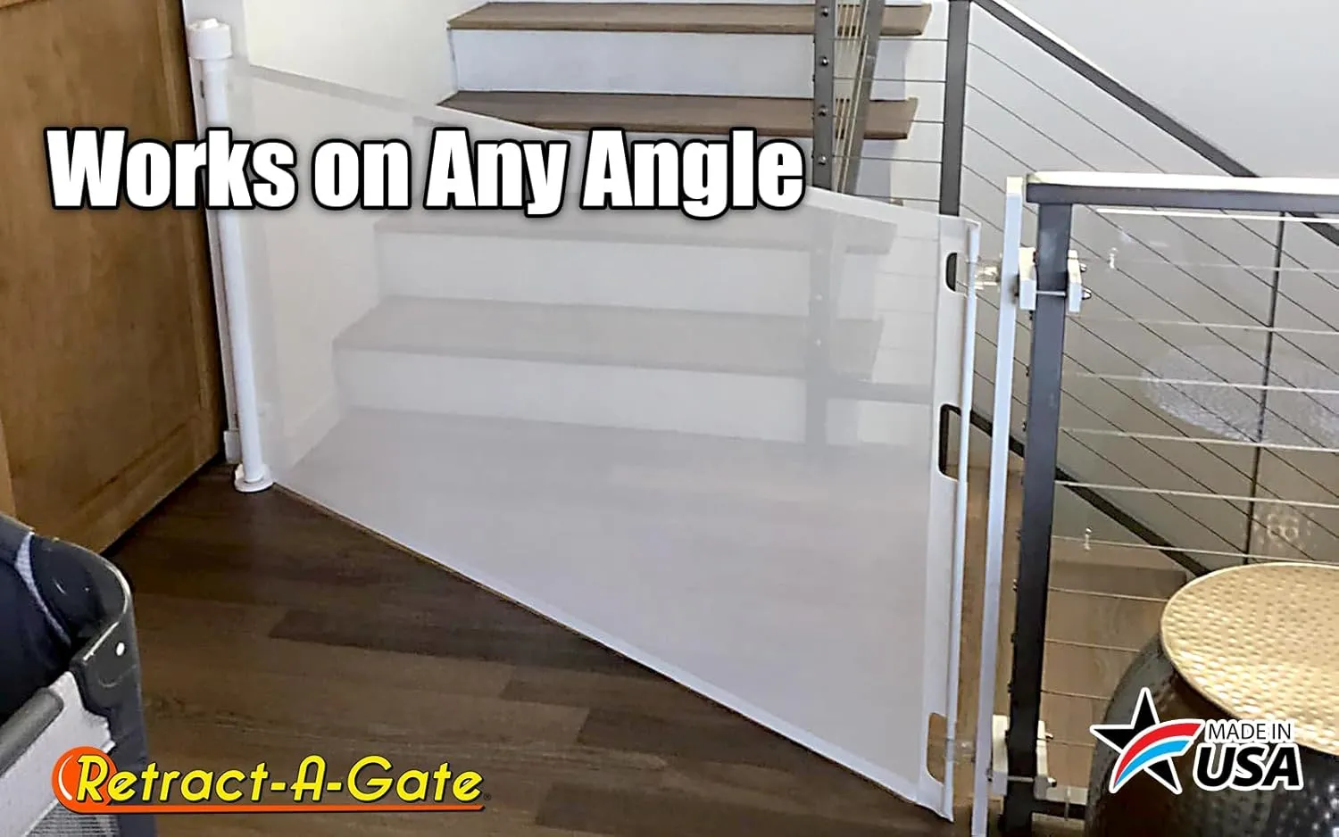 Retract-A-Gate 52" White: The Original and only Made in USA Retractable Baby, Dog, & Cat Gate