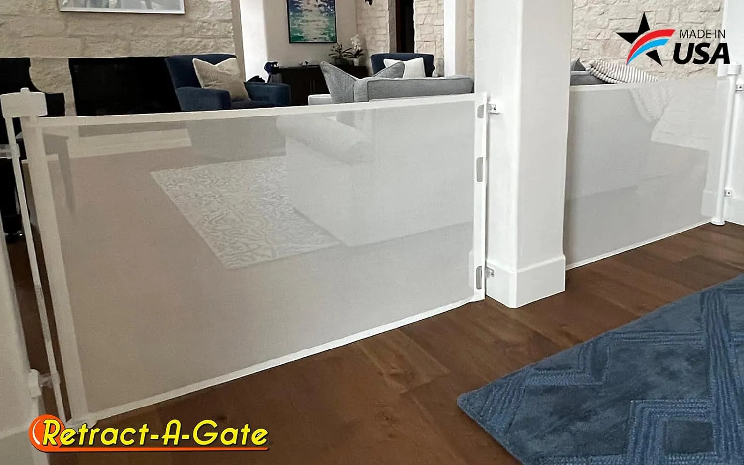 Retract-A-Gate 52" White: The Original and only Made in USA Retractable Baby, Dog, & Cat Gate
