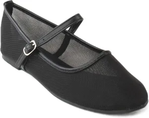 RF ROOM OF FASHION Women's Buckle Strap Mesh Mary Jane Ballet Flats