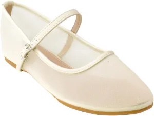 RF ROOM OF FASHION Women's Buckle Strap Mesh Mary Jane Ballet Flats
