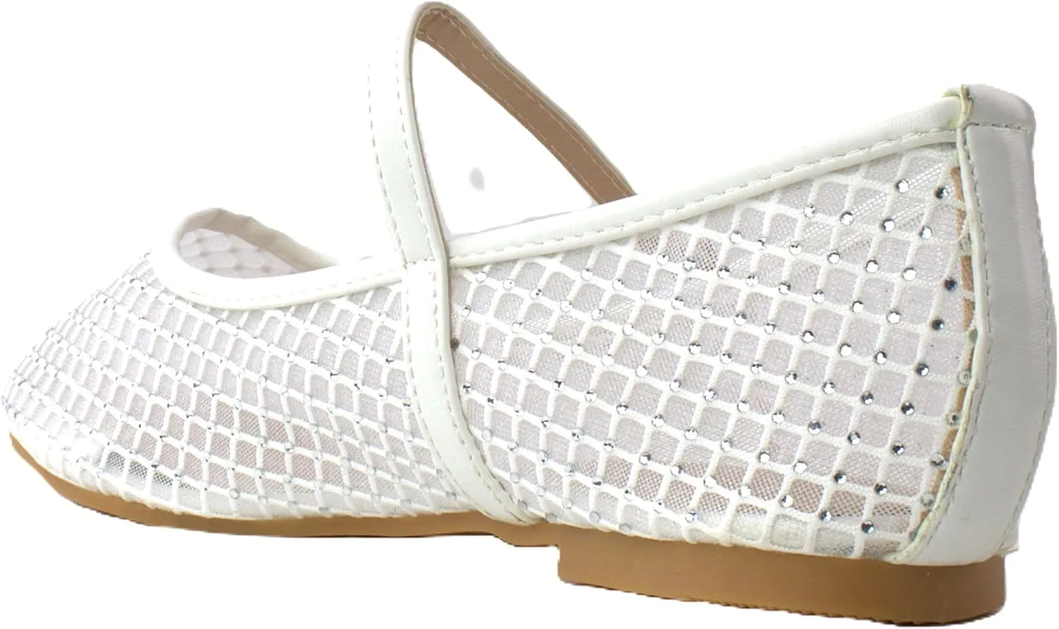 RF ROOM OF FASHION Women's Buckle Strap Mesh Mary Jane Ballet Flats