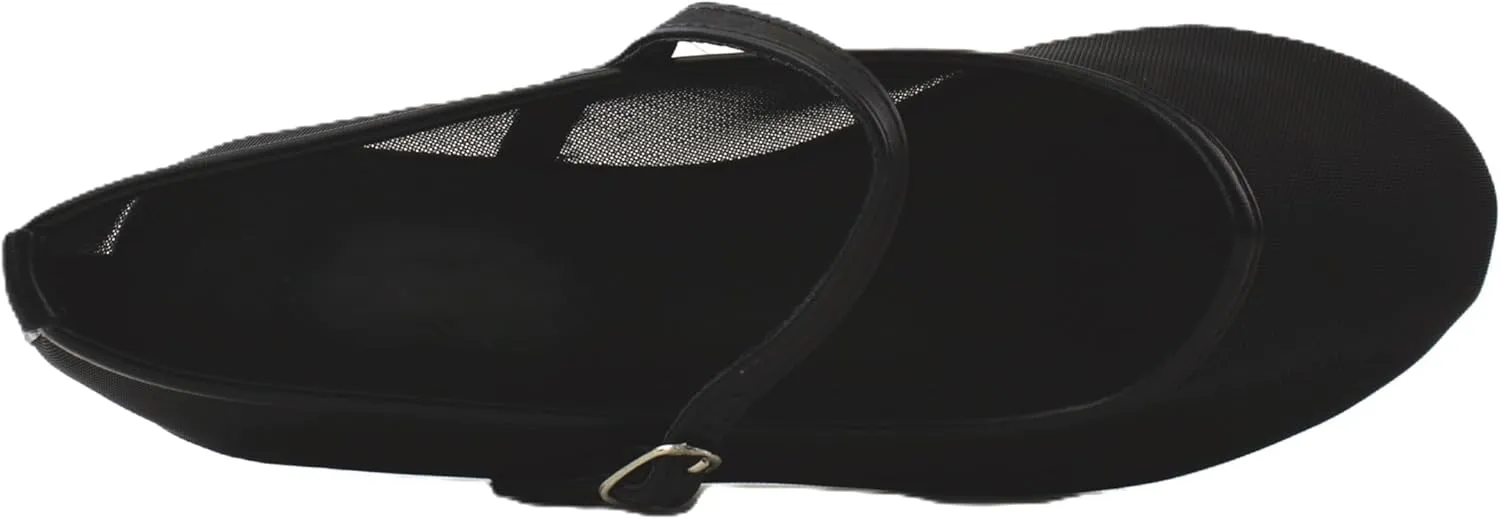 RF ROOM OF FASHION Women's Buckle Strap Mesh Mary Jane Ballet Flats