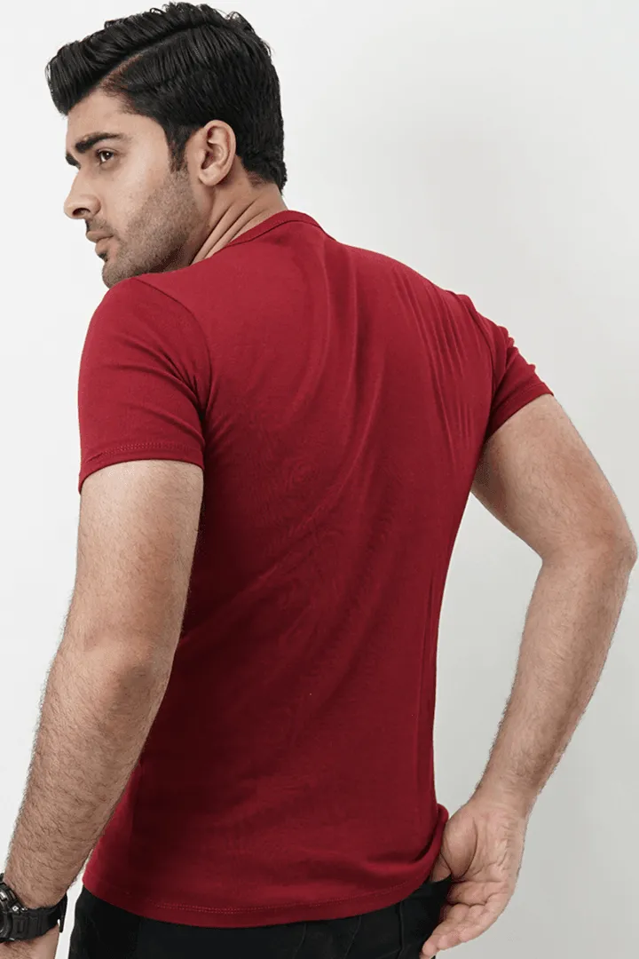 Ribbed Crewneck T-Shirt – Maroon