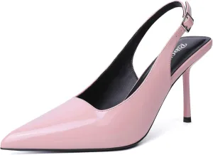RIBONGZ Sexy Slingback Pumps Elegant Dressy Heels for Women Closed Toe Pointy High Heels Wedding Bride Prom Party Evening Shoes