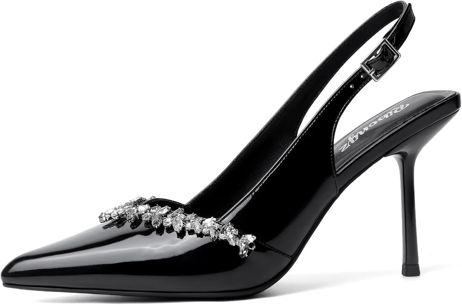 RIBONGZ Sexy Slingback Pumps Elegant Dressy Heels for Women Closed Toe Pointy High Heels Wedding Bride Prom Party Evening Shoes
