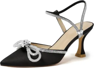 RIBONGZ Women's Wedding Shoes Glitter Sparkly Pointed Toe Strappy High Heels Sexy Ankle Strap Pumps Bridal Party Work Dress Shoes