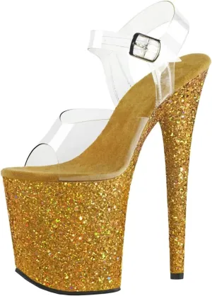 Roimaash Fancy Women 20CM Glitter Pole Dance Sandals