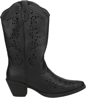 ROPER Womens Alisa Snip Toe Western Cowboy Boots Mid Calf Low Heel 1-2" - Black