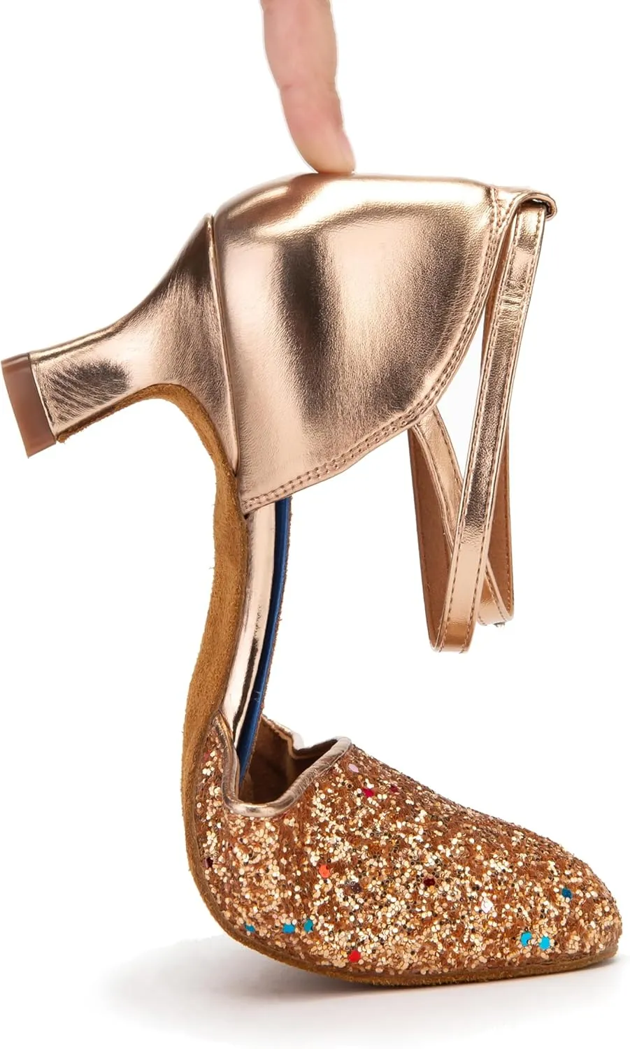 RoseMoli 1920s Shoes for Women Salsa Ballroom Dance Shoes for Woman Low Heels Dancing Pumps for Latin Tango Flapper Character Party Glitter Shoe
