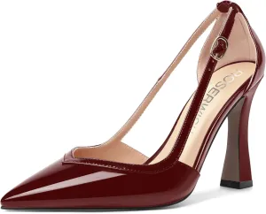 ROSERWISH Womens Buckle Fashion Wedding Elegant Patent Pointed Toe Stiletto High Heel Pumps Dress Shoes 4 Inch