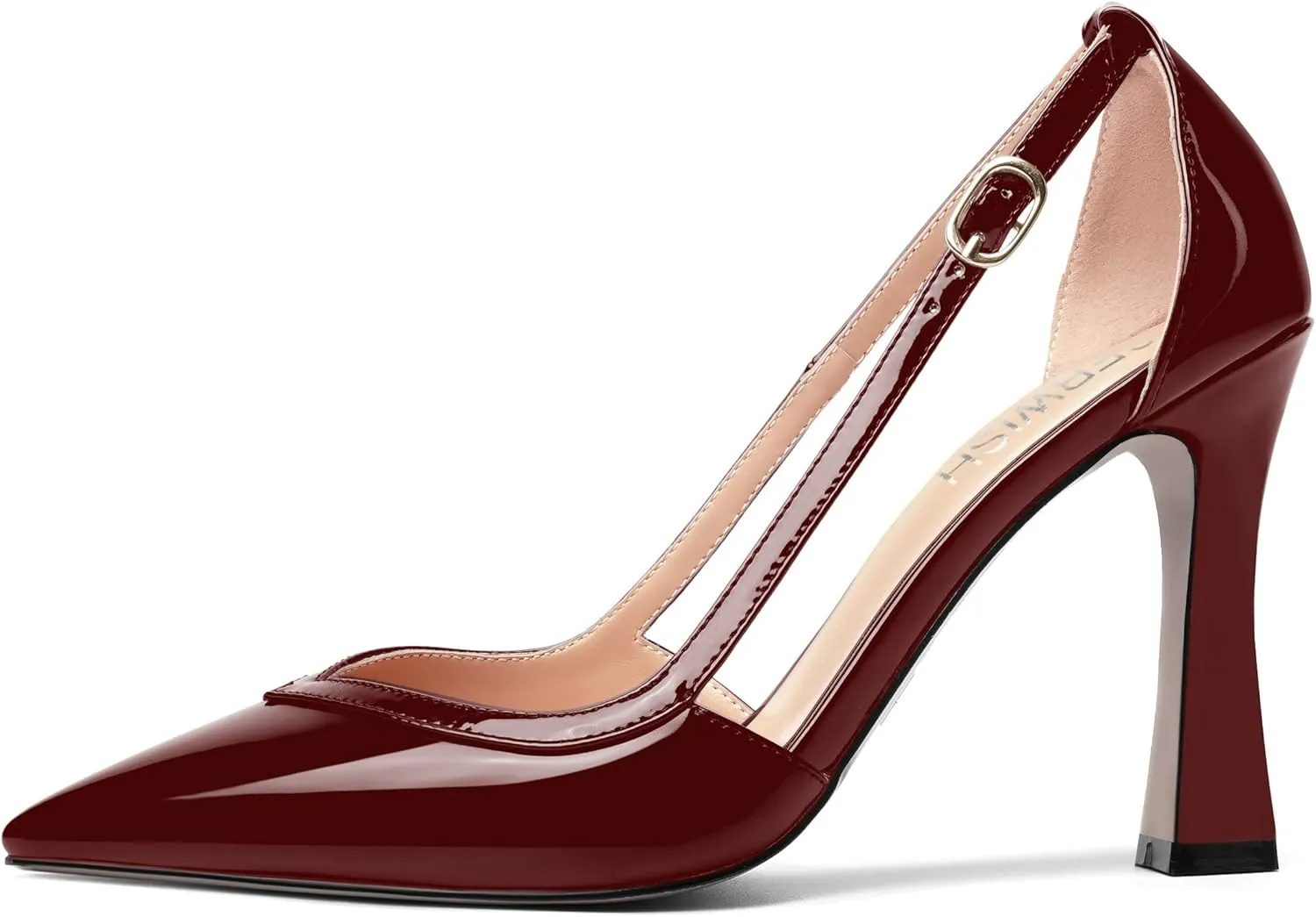 ROSERWISH Womens Buckle Fashion Wedding Elegant Patent Pointed Toe Stiletto High Heel Pumps Dress Shoes 4 Inch