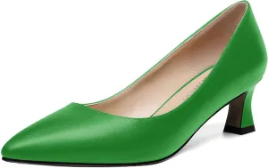 ROSERWISH Womens Pointed Toe Office Casual Elegant Matte Slip On Spool Kitten Low Heel Pumps Shoes 2 Inch