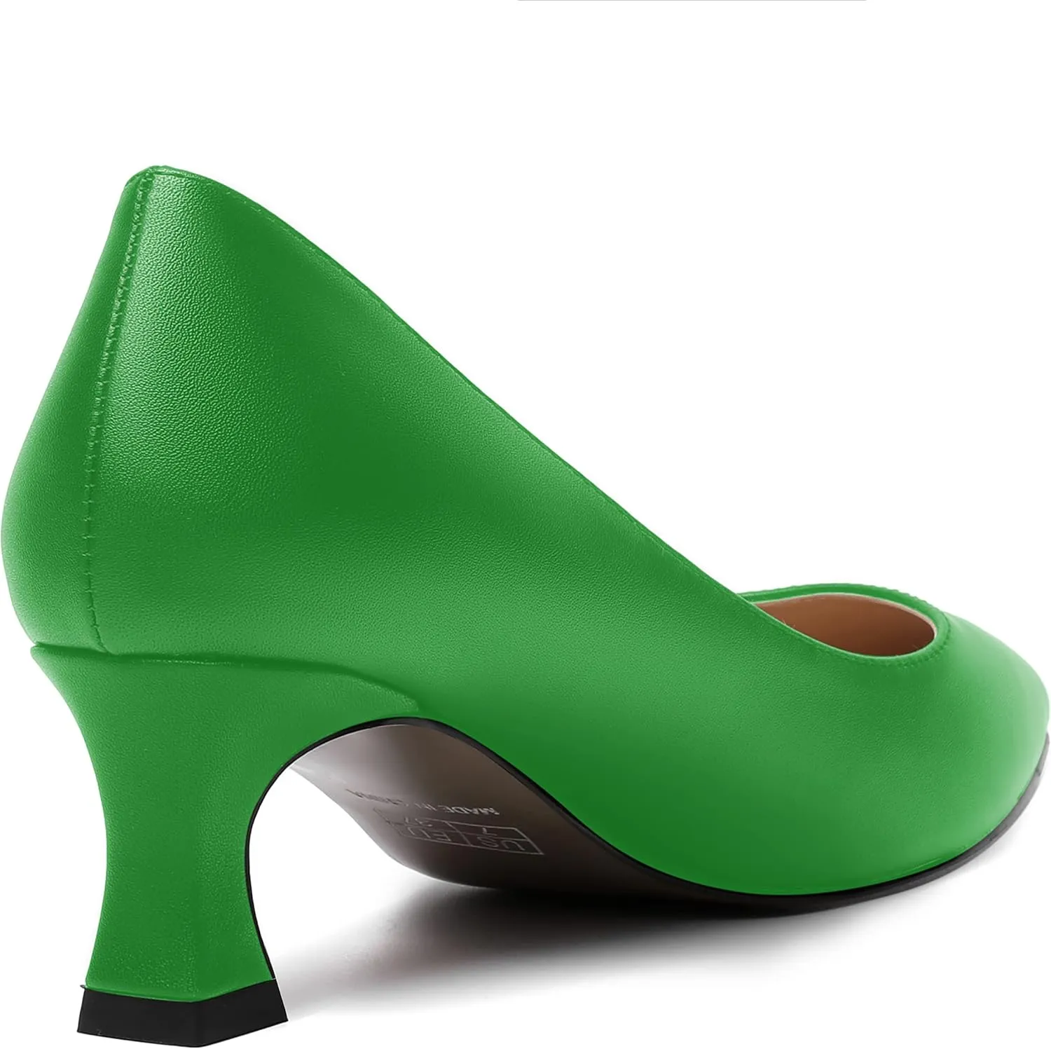 ROSERWISH Womens Pointed Toe Office Casual Elegant Matte Slip On Spool Kitten Low Heel Pumps Shoes 2 Inch