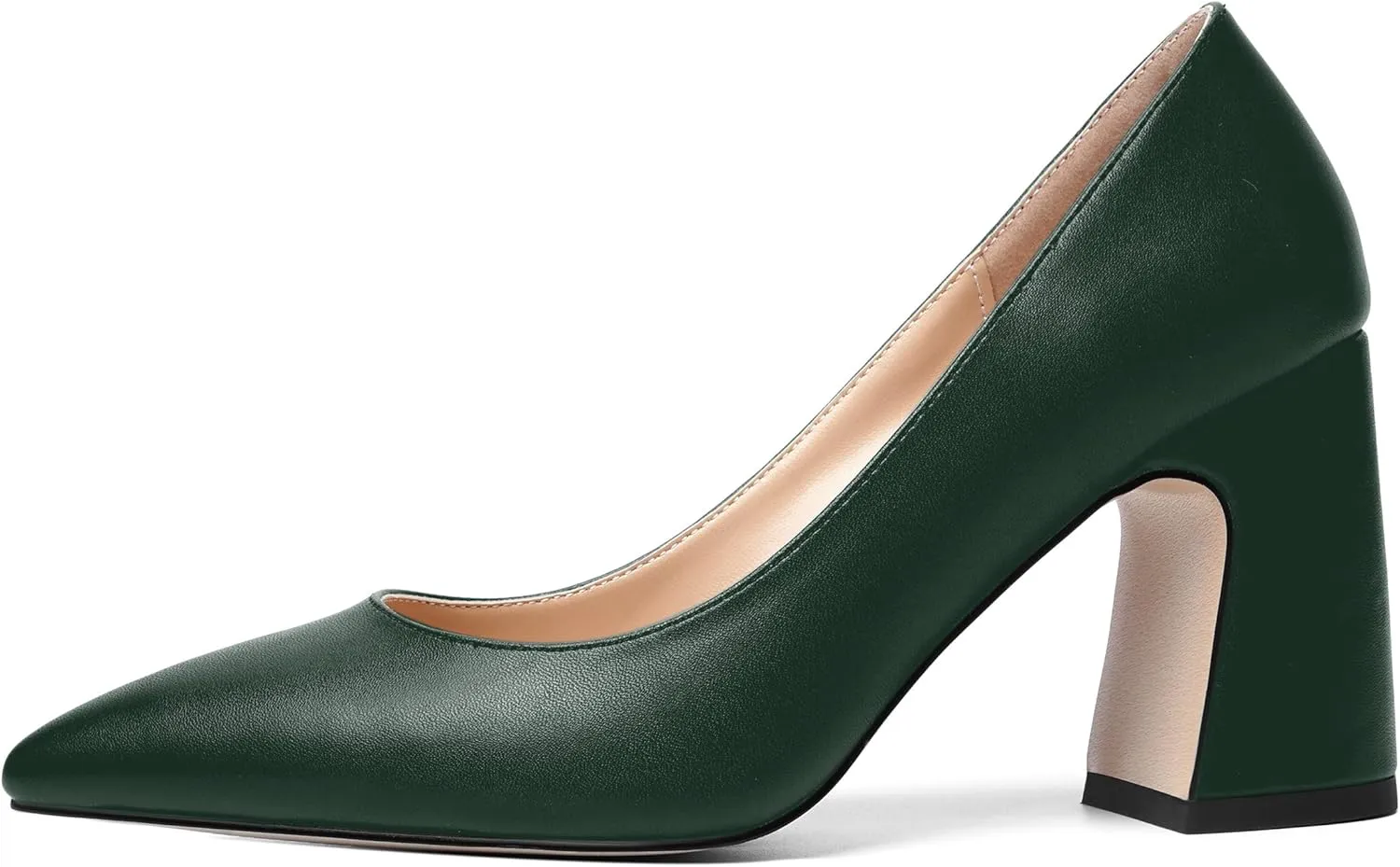 ROSERWISH Womens Sexy Elegant Pointed Toe Slip On Matte Wedding Block High Heel Pumps Dressy Shoes 3.5 Inch