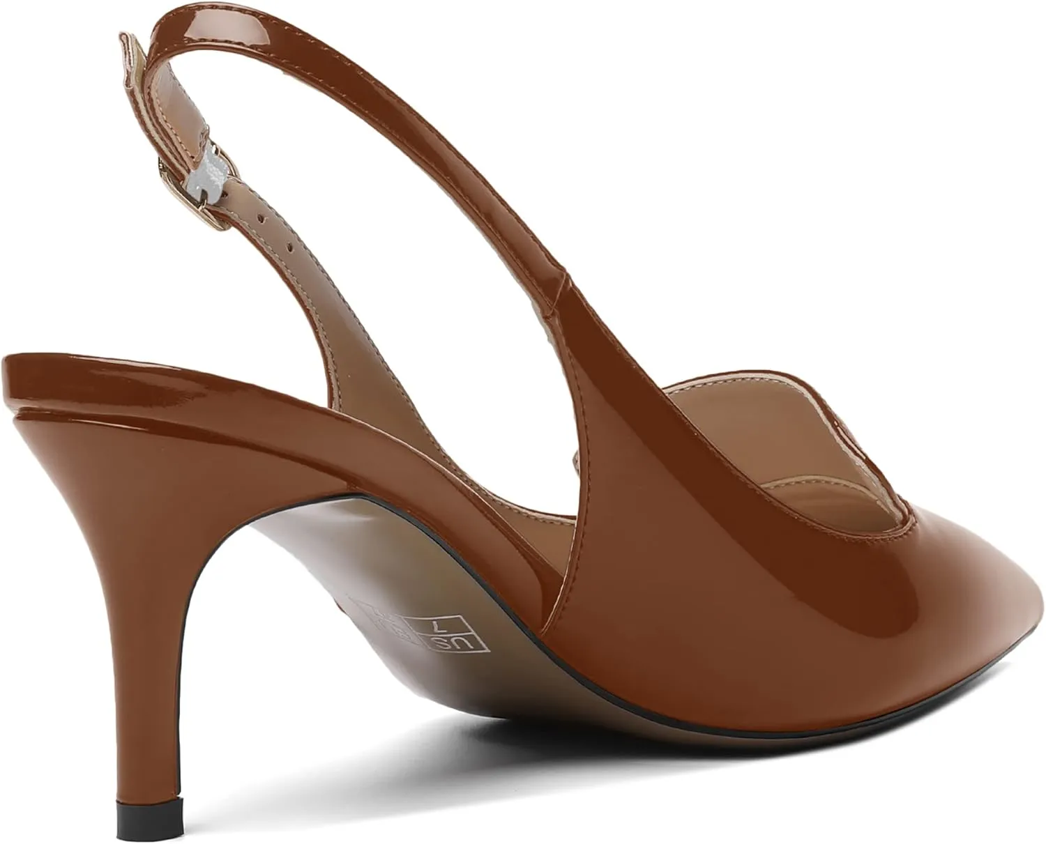 ROSERWISH Womens Sexy Elegant Slingback Patent Pointed Toe Work Stiletto Mid Heel Pumps Dress Shoes 2.5 Inch