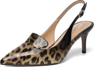 ROSERWISH Womens Sexy Elegant Slingback Patent Pointed Toe Work Stiletto Mid Heel Pumps Dress Shoes 2.5 Inch