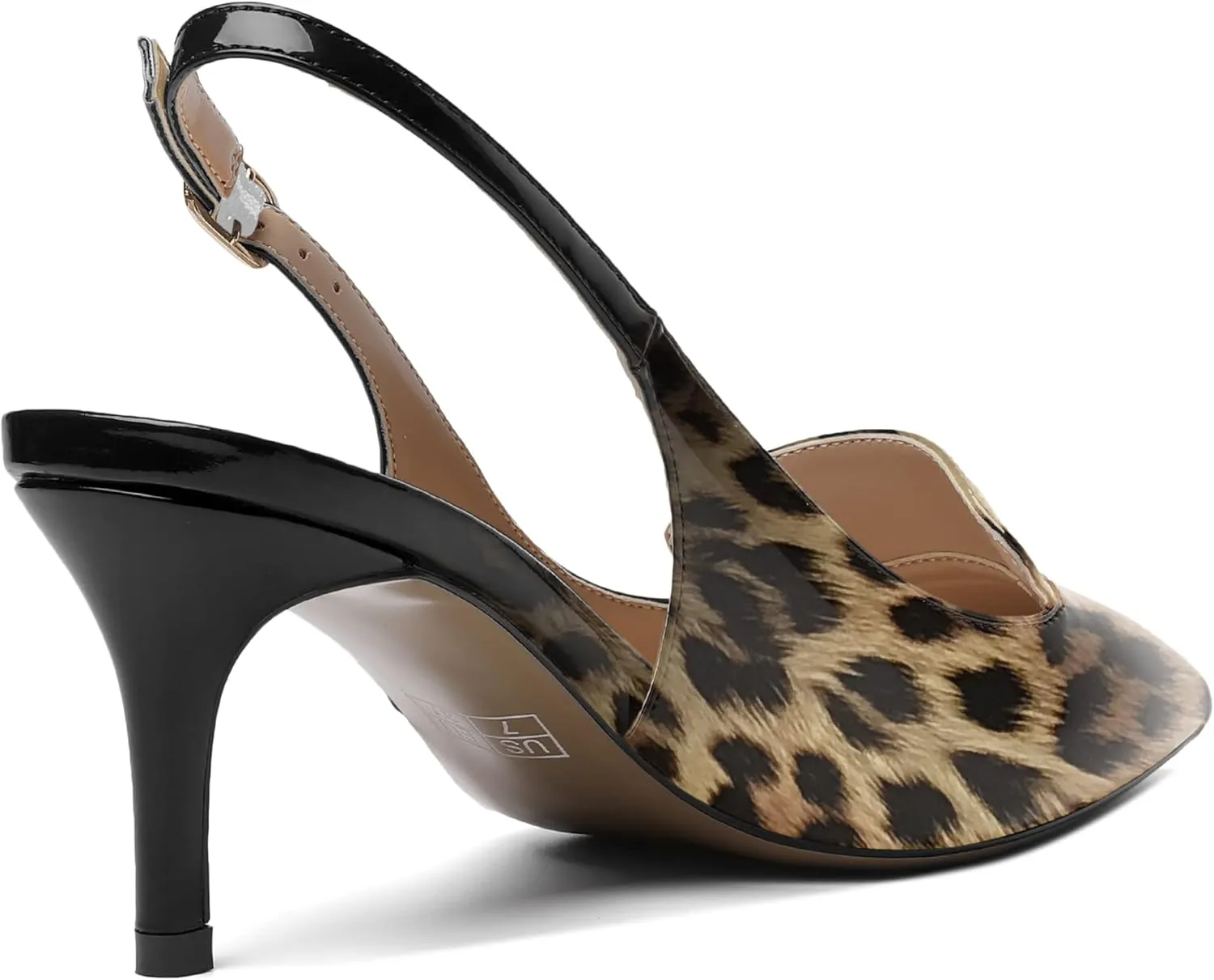 ROSERWISH Womens Sexy Elegant Slingback Patent Pointed Toe Work Stiletto Mid Heel Pumps Dress Shoes 2.5 Inch