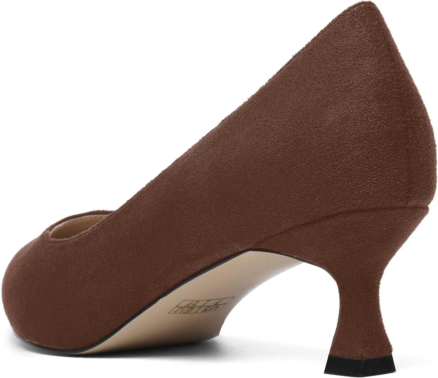 ROSERWISH Womens Slip On Casual Office Suede Pointed Toe Elegant Kitten Low Heel Pumps Dress Shoes 2 Inch