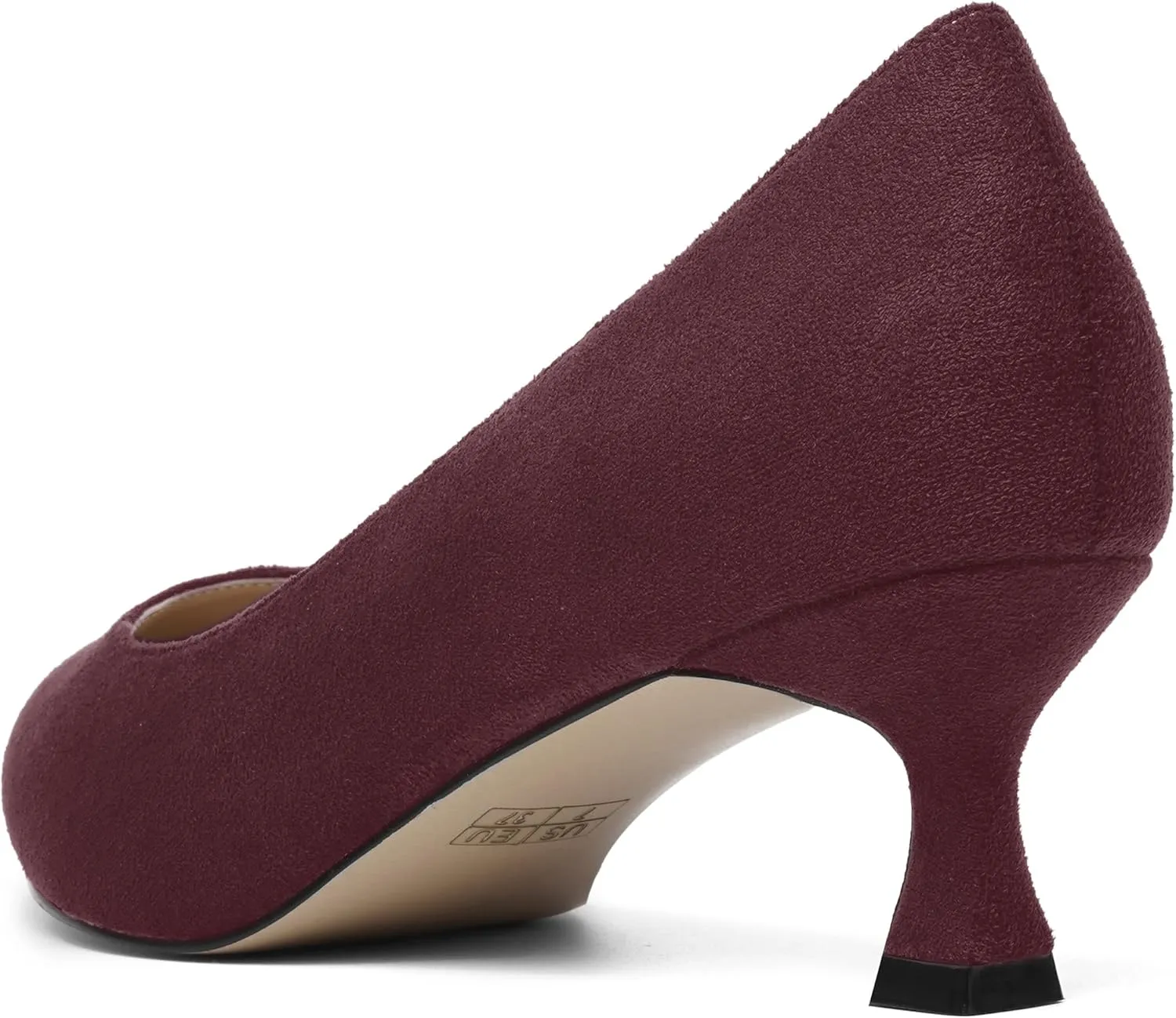 ROSERWISH Womens Slip On Casual Office Suede Pointed Toe Elegant Kitten Low Heel Pumps Dress Shoes 2 Inch