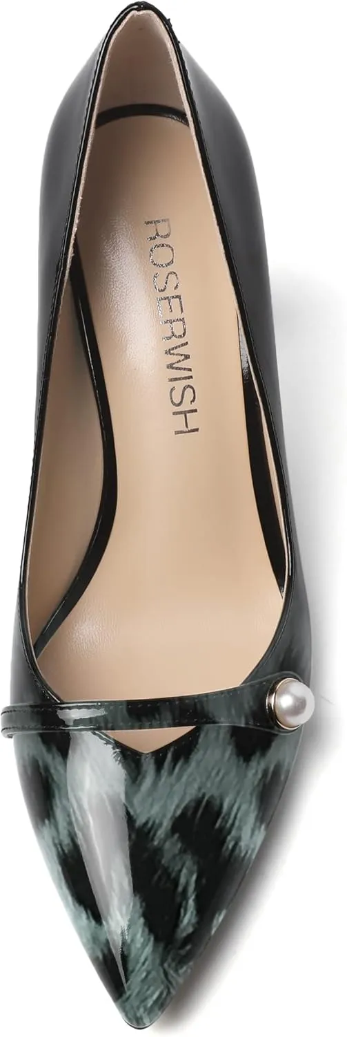 ROSERWISH Womens Slip On Elegant Wedding Fashion Pointed Toe Matte Stiletto High Heel Pumps Dress Shoes 3.5 Inch