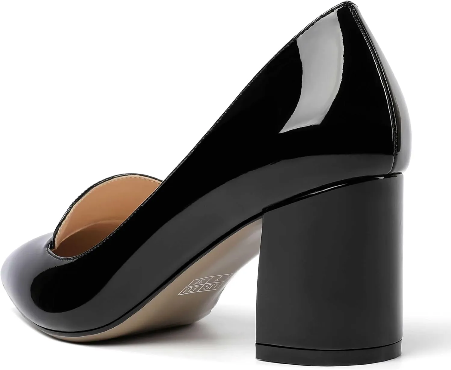 ROSERWISH Womens Slip On Pointed Toe Elegant Sexy Patent Party Chunky High Heel Pumps Dress Shoes 2.5 Inch