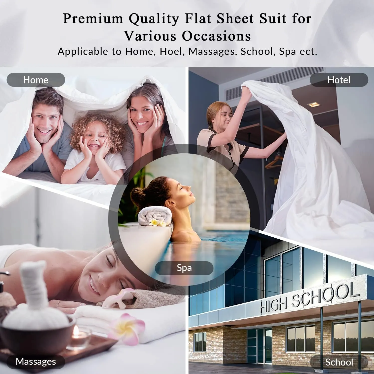 Royale Linens 2 Pack Bulk Flat Sheet Set - Top Sheets - Soft 1800 Microfiber - Wrinkle & Stain Resistant - for Hotel, Massage Table, Hospital, Dorm - King Flat Sheet Sold Separately (King, Lake Blue)