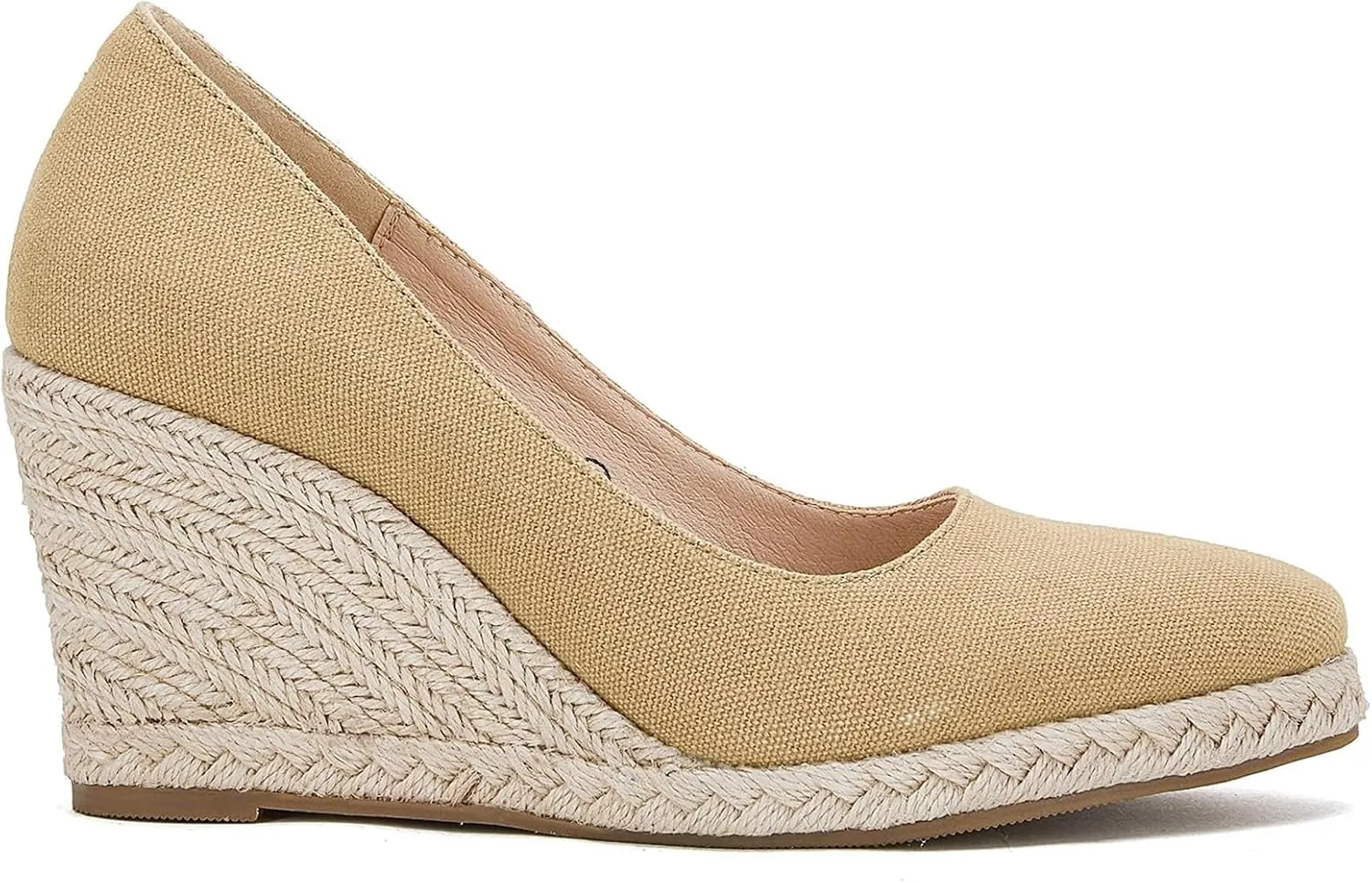 Ruanyu Women's Platform Espadrilles Wedge Sandals Slip On Solid Color Closed Pointed Toe Comfortable Wedge Pumps Shoes