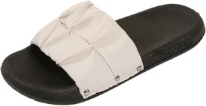 Ruched Slides Women Lightweight Flat Slip on Sandals Beach Soft Sole Slippers Comfort Dressy Slide Sandal