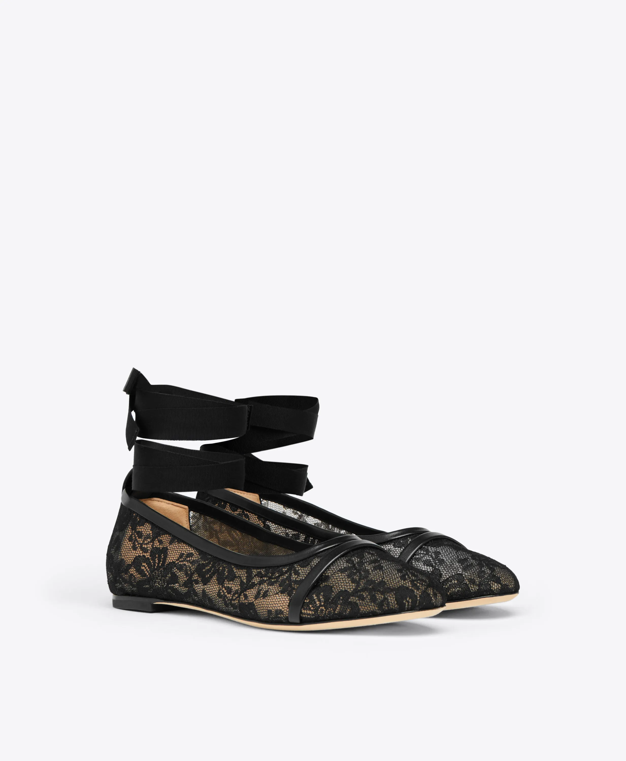 Sabina Black Lace Flat Pumps