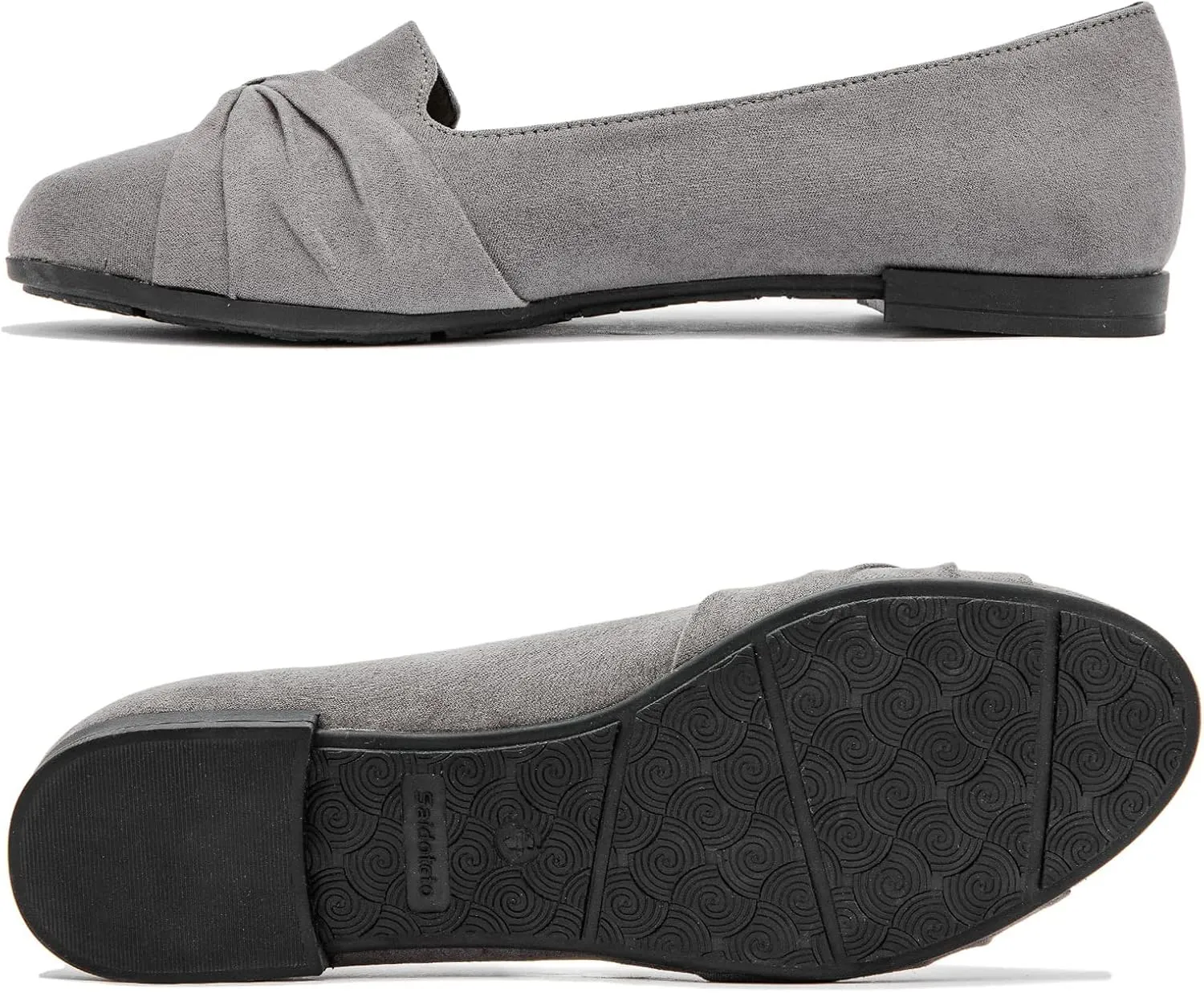 Saidoteto Women's Ballet Flats, Comfortable Round Toe Slip On Flat Shoes Classic Suede Office Dress Shoes for Work