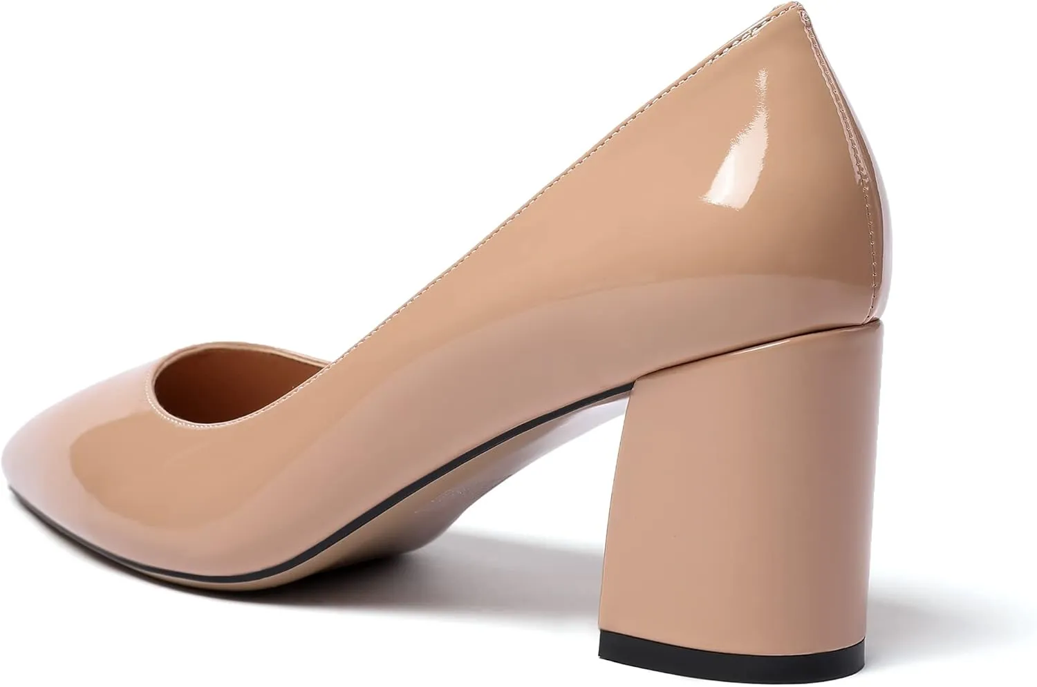 SAMMITOP Women's Chunky Block Pumps Closed Toe Slip On Heels Business Office Classic Dress Shoes