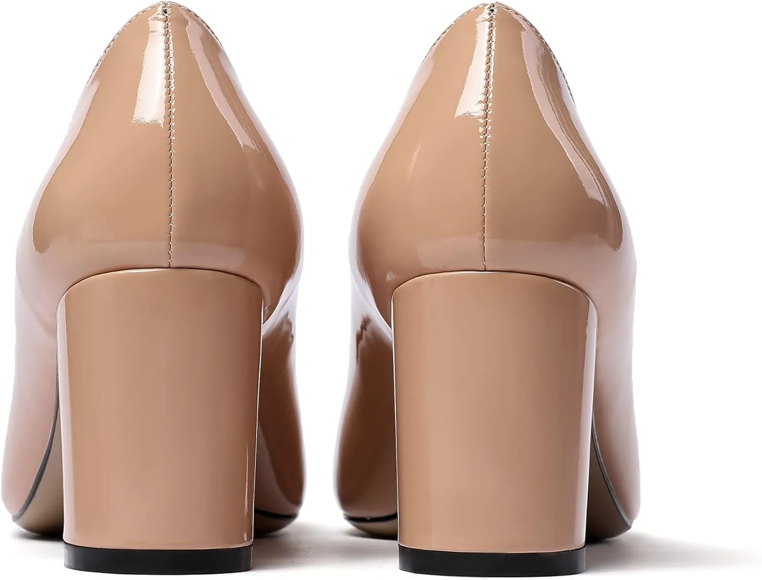 SAMMITOP Women's Chunky Block Pumps Closed Toe Slip On Heels Business Office Classic Dress Shoes