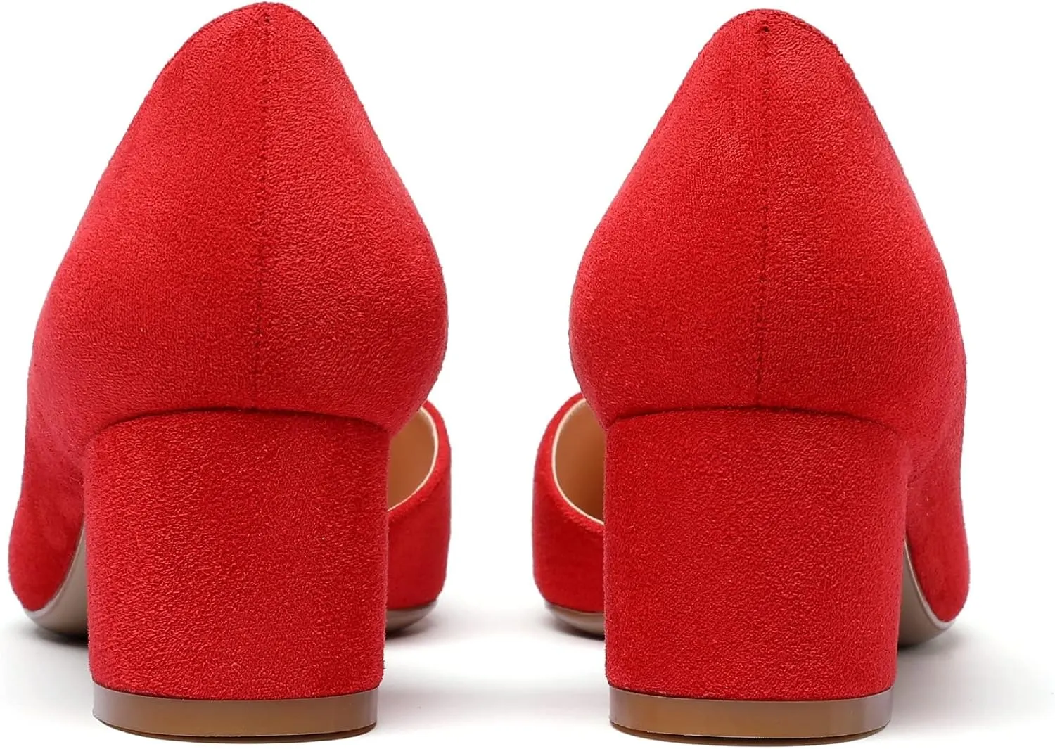 SAMMITOP Women's Cut Out D'Orsay Pointed Toe Block Chunky Heels Pumps Slip On Classic Dress Shoes
