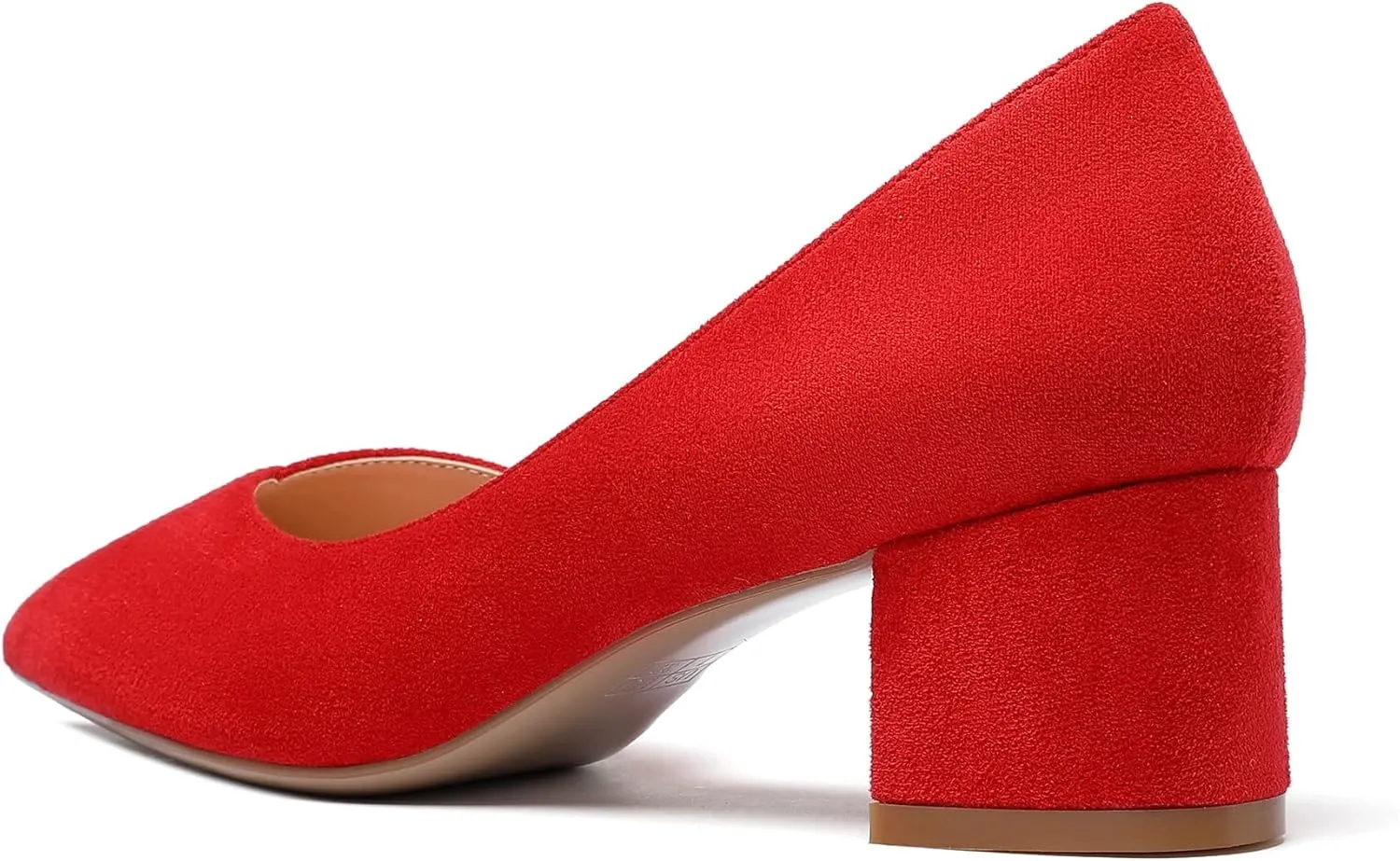 SAMMITOP Women's Cut Out D'Orsay Pointed Toe Block Chunky Heels Pumps Slip On Classic Dress Shoes