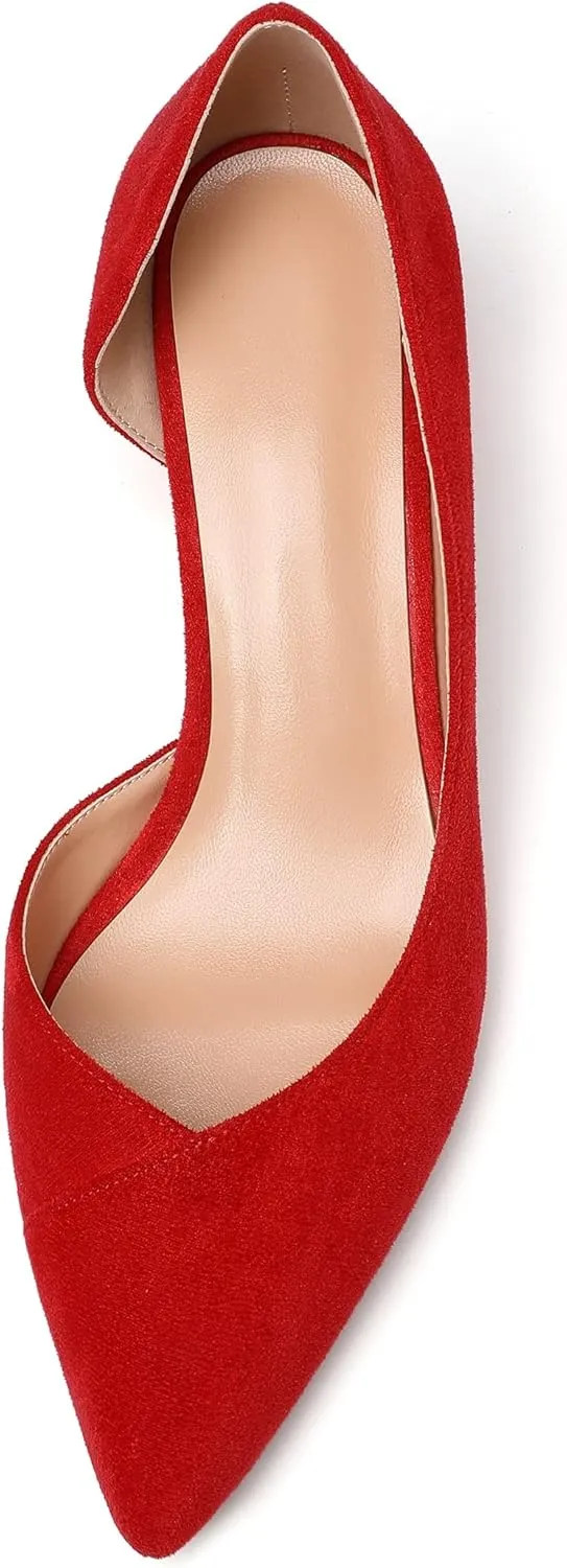 SAMMITOP Women's Cut Out D'Orsay Pointed Toe Block Chunky Heels Pumps Slip On Classic Dress Shoes