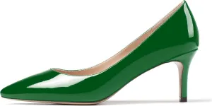 SAMMITOP Women's Pointed Toe Mid Heel Classic Pumps Slip On Elegant Formal Party Dress Shoes