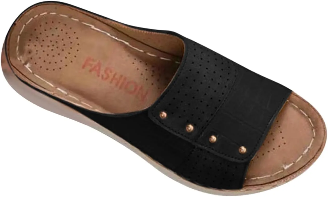 Sandals for Women Slip on Dressy Summer Walking Slides Comfort Lightweight Flat Slippers Indoor Outdoor Beach
