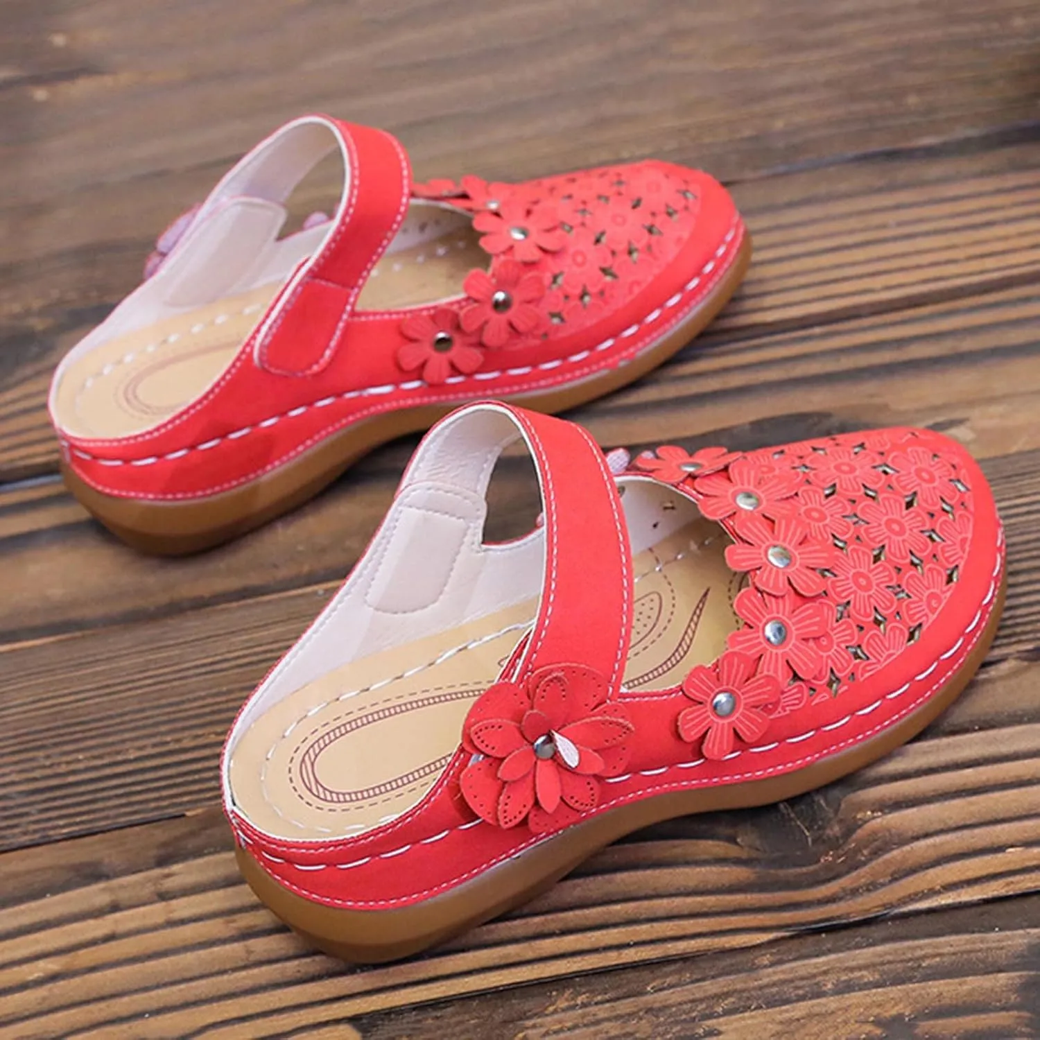 Sandals Womens, Mules for Women Dressy Summer Closed Toe Wedge Sandals Casual Slip On Comfortable Slides Cute Sandal