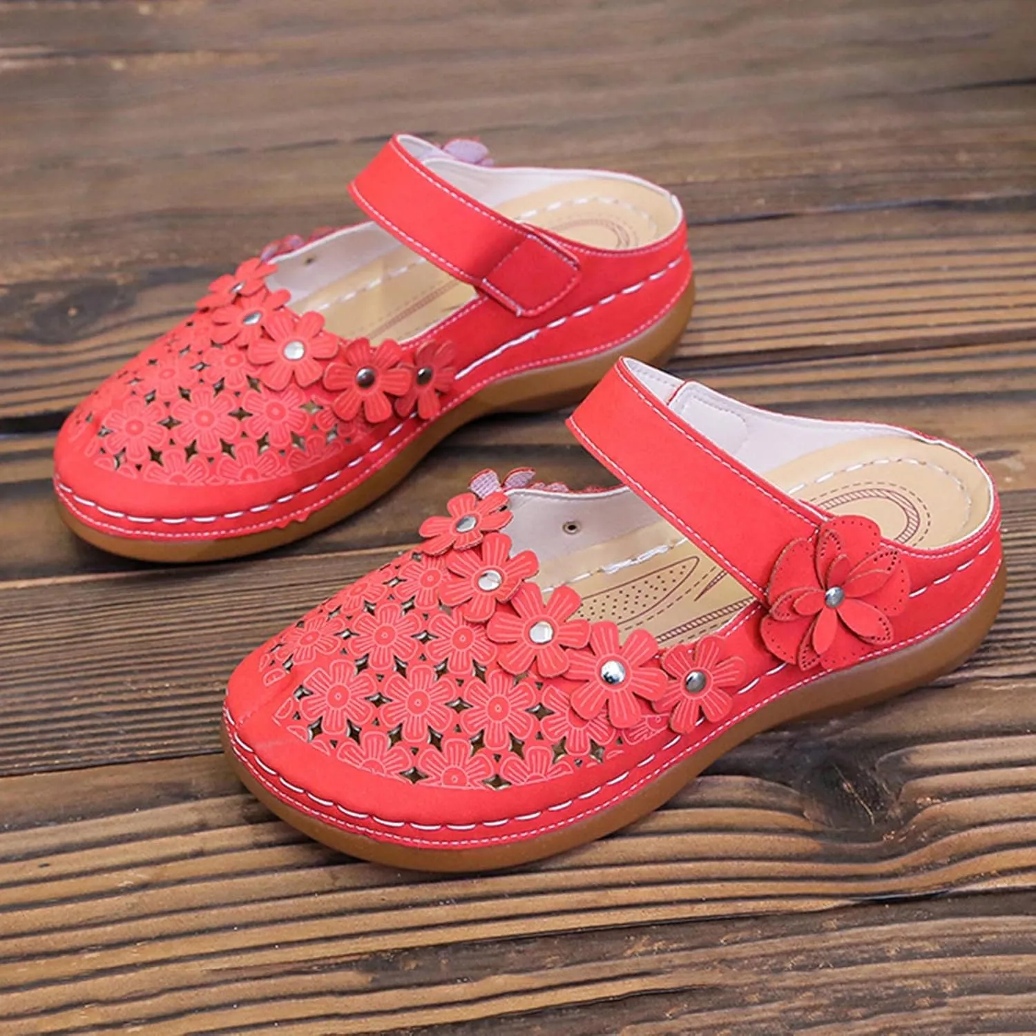 Sandals Womens, Mules for Women Dressy Summer Closed Toe Wedge Sandals Casual Slip On Comfortable Slides Cute Sandal