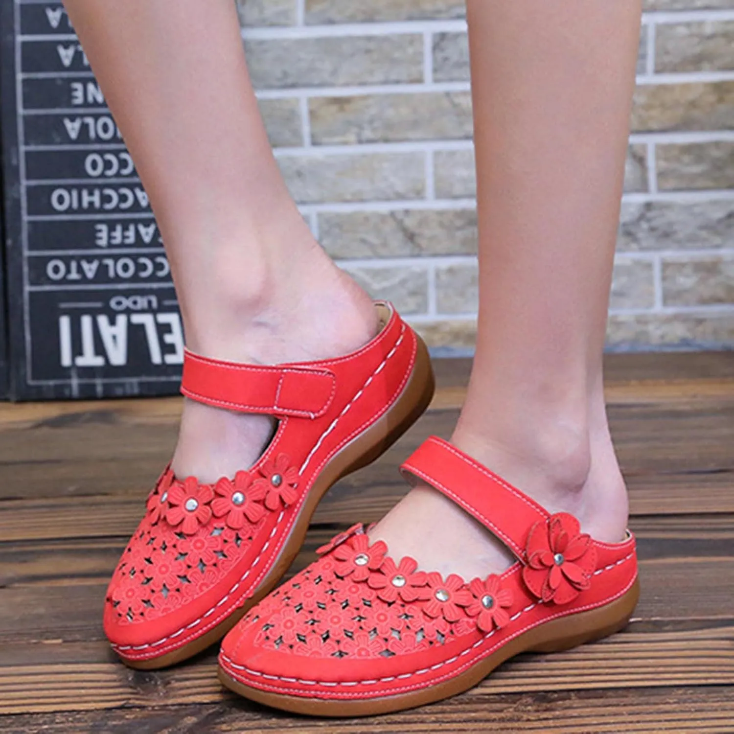 Sandals Womens, Mules for Women Dressy Summer Closed Toe Wedge Sandals Casual Slip On Comfortable Slides Cute Sandal
