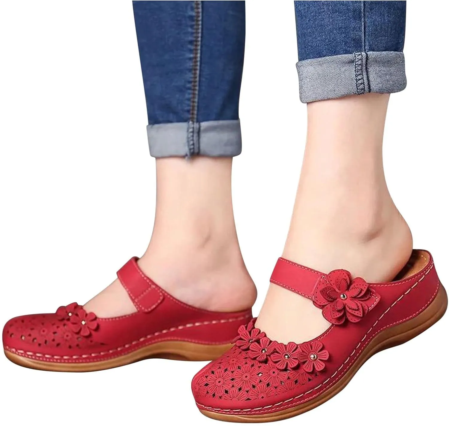 Sandals Womens, Mules for Women Dressy Summer Closed Toe Wedge Sandals Casual Slip On Comfortable Slides Cute Sandal