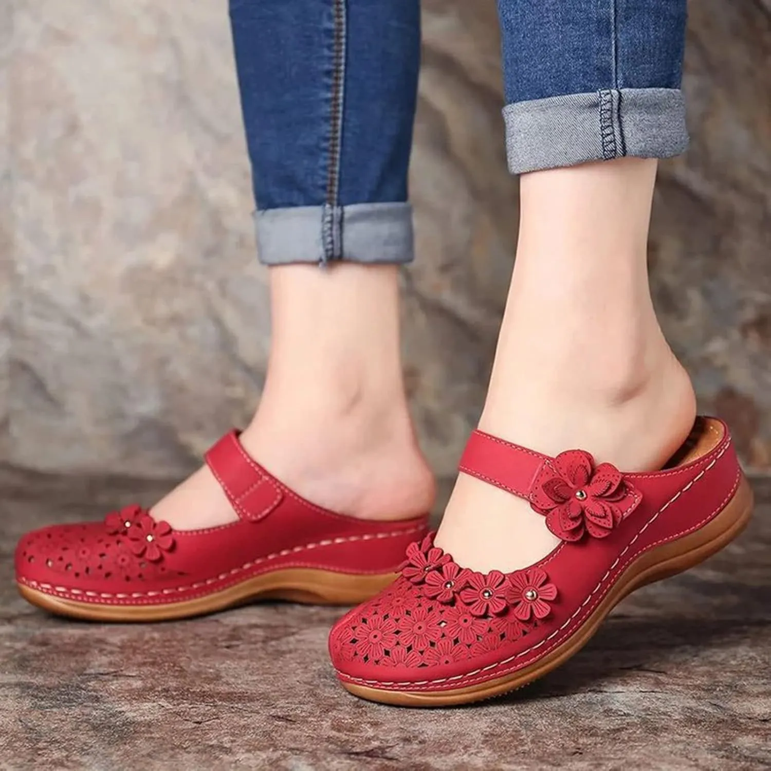 Sandals Womens, Mules for Women Dressy Summer Closed Toe Wedge Sandals Casual Slip On Comfortable Slides Cute Sandal