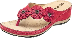 Sandals Women's Mules Heel Orthopaedic Breathable Beach Outdoor Summer Shoes Comfortable Trendy with Rhinestone Flip Flops