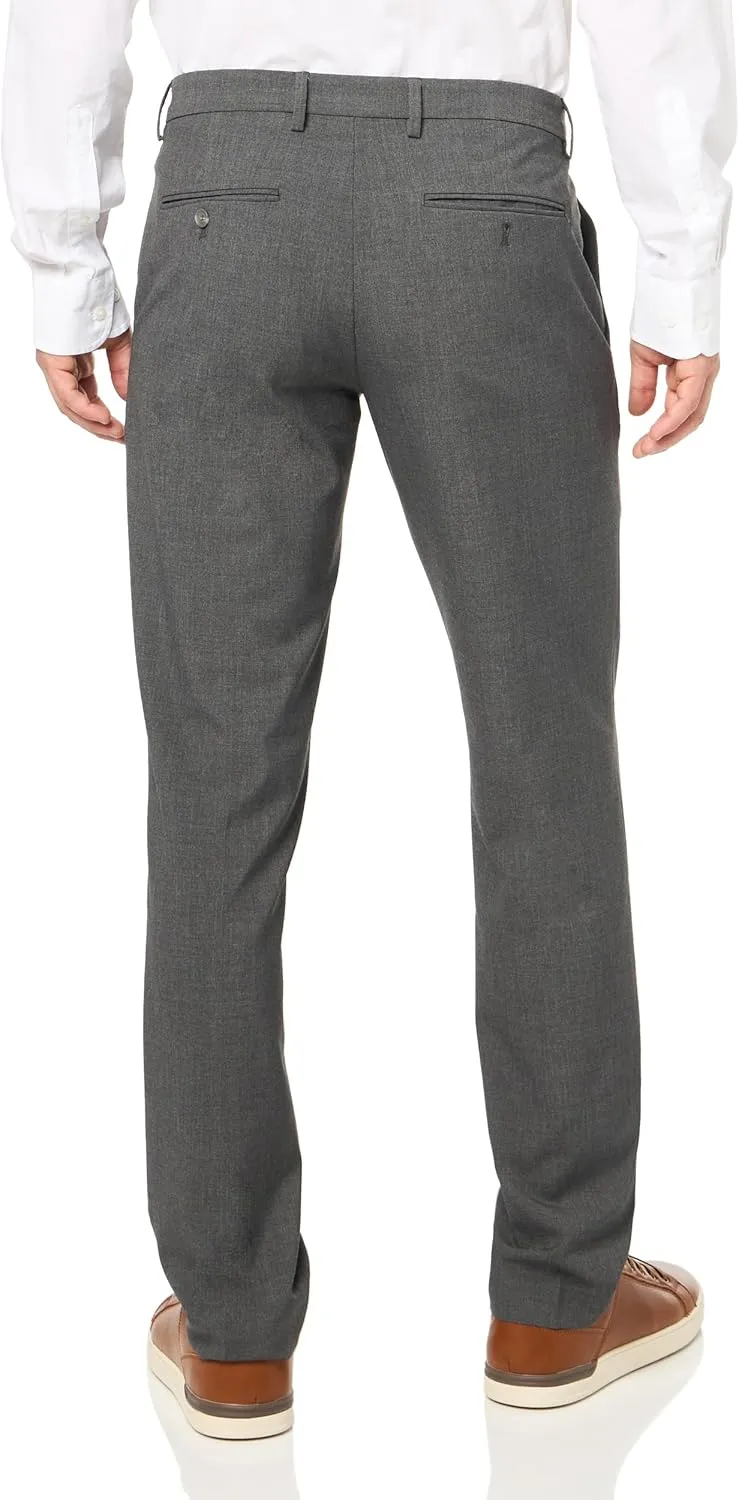 Savane Men's Slim Fit Flat Front Dress Pants with Comfort Waistband, 29"/30"/32" Inseams, 4-Way Stretch, Comfortable Slacks