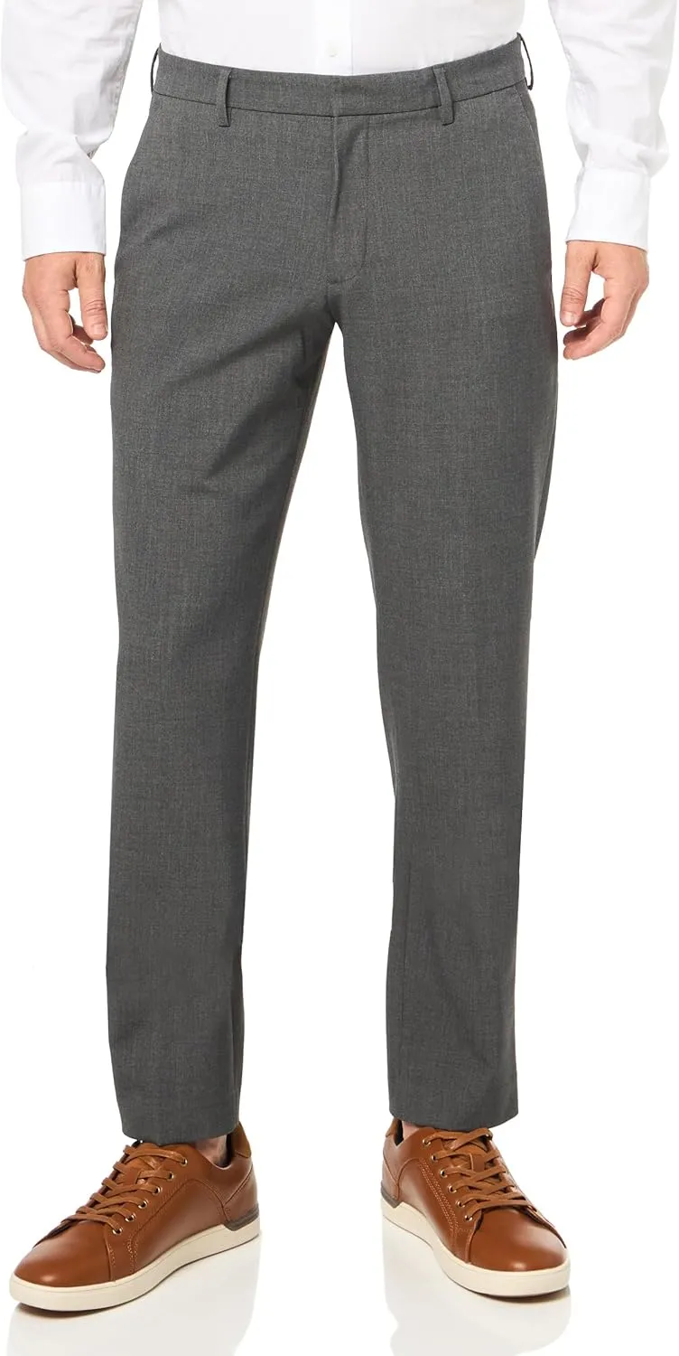 Savane Men's Slim Fit Flat Front Dress Pants with Comfort Waistband, 29"/30"/32" Inseams, 4-Way Stretch, Comfortable Slacks