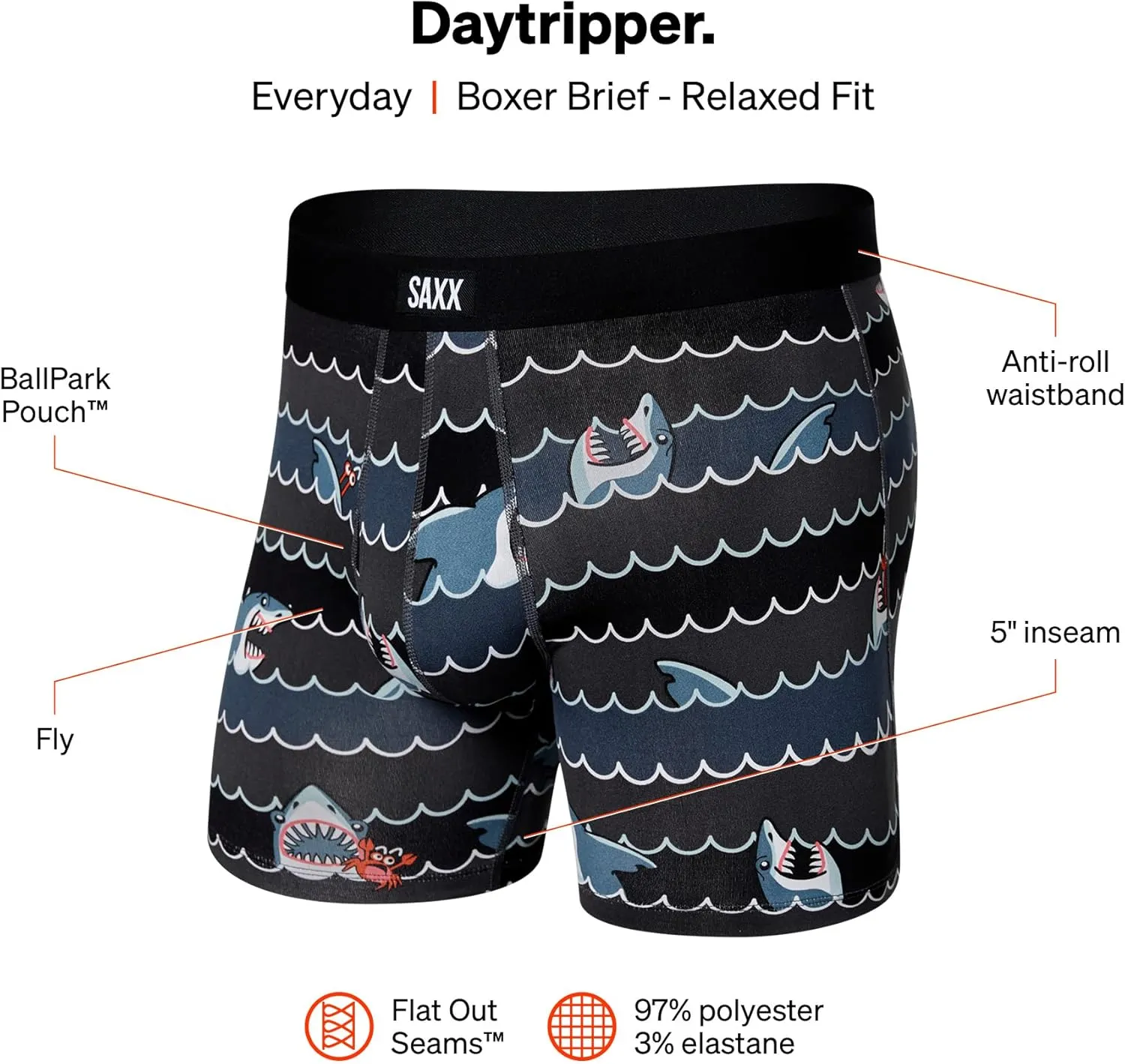 SAXX Underwear Co. Men's Underwear with Pouch Daytripper Boxer Brief Fly