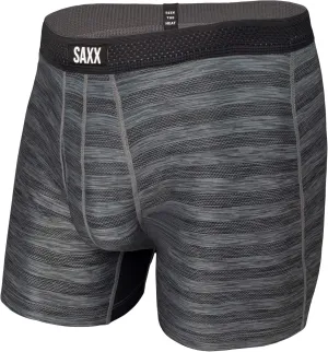 SAXX Underwear Co. Men's Underwear with Pouch Droptemp Cooling Mesh Boxer Brief Fly, Black Heather, Medium